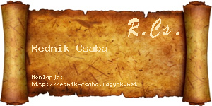 Rednik Csaba névjegykártya